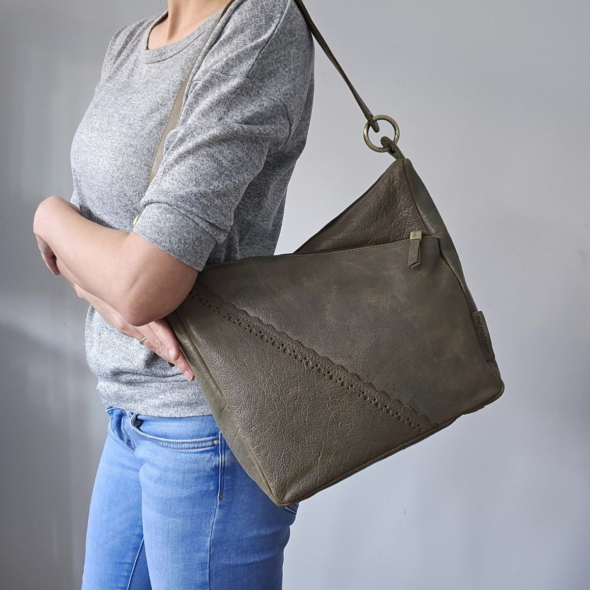 Dámska kožená kabelka olivová Arista