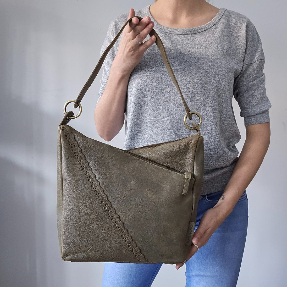 Dámska kožená kabelka olivová Arista