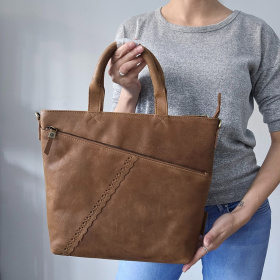 Dámska kožená kabelka hnedá do ruky crossbody