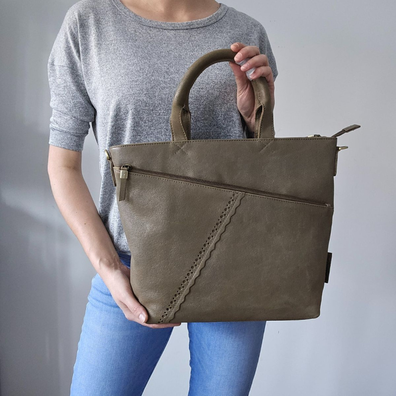 Dámska kožená kabelka olivová Diona