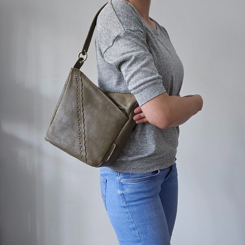 Dámska kožená kabelka olivová Lorena