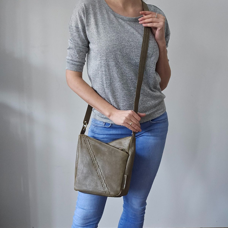 Dámska kožená kabelka olivová Lorena