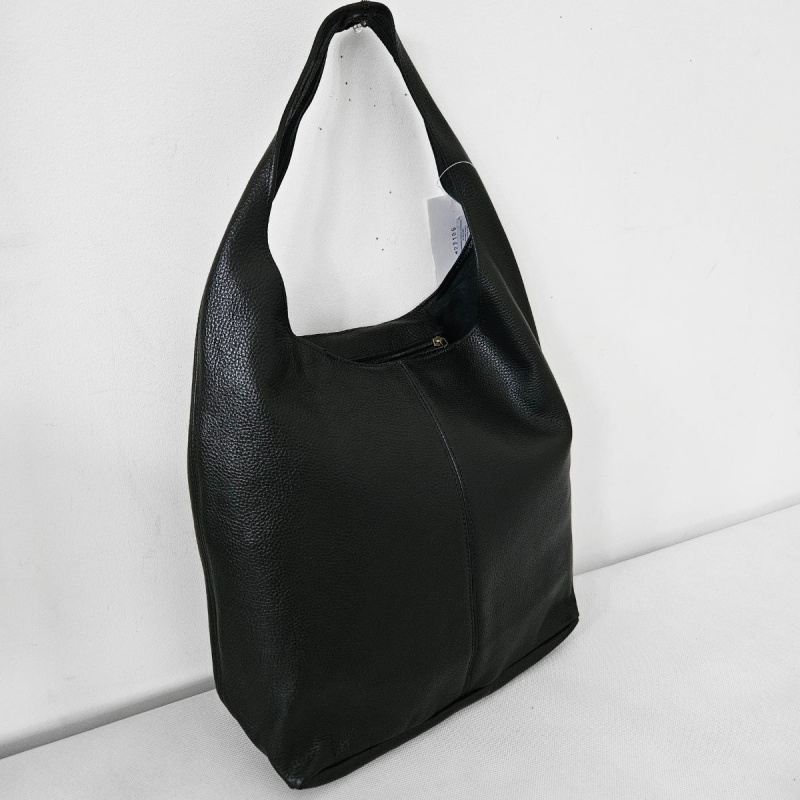 Kožená kabelka na rameno CARLEY - čierna