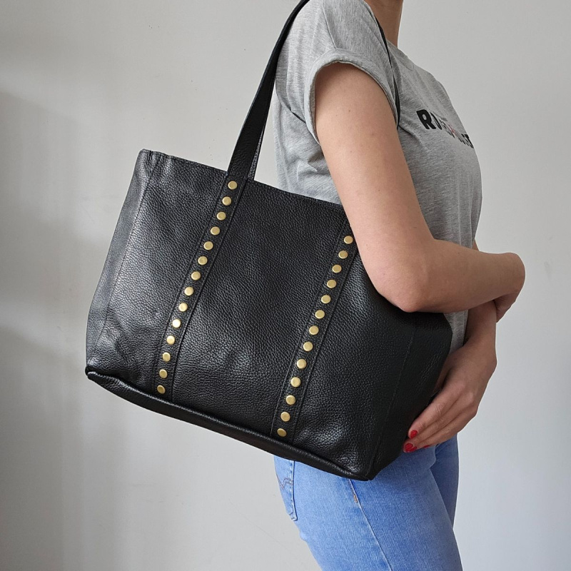 Čierna kožená kabelka na rameno BLAIRE