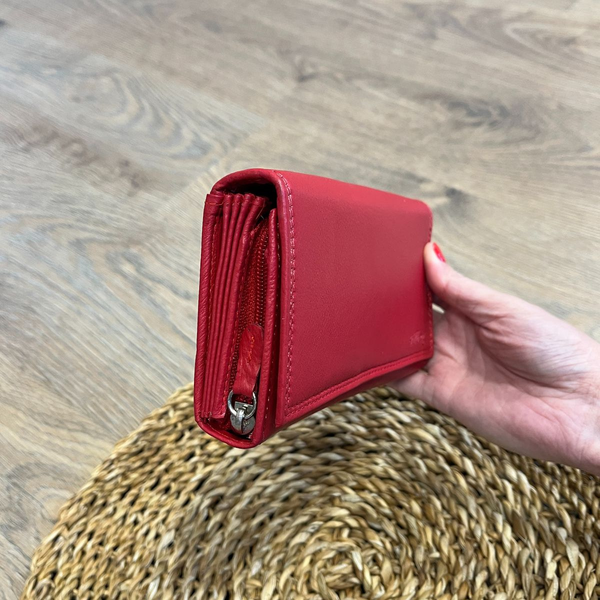 Dámska kožená peňaženka červená EMILY