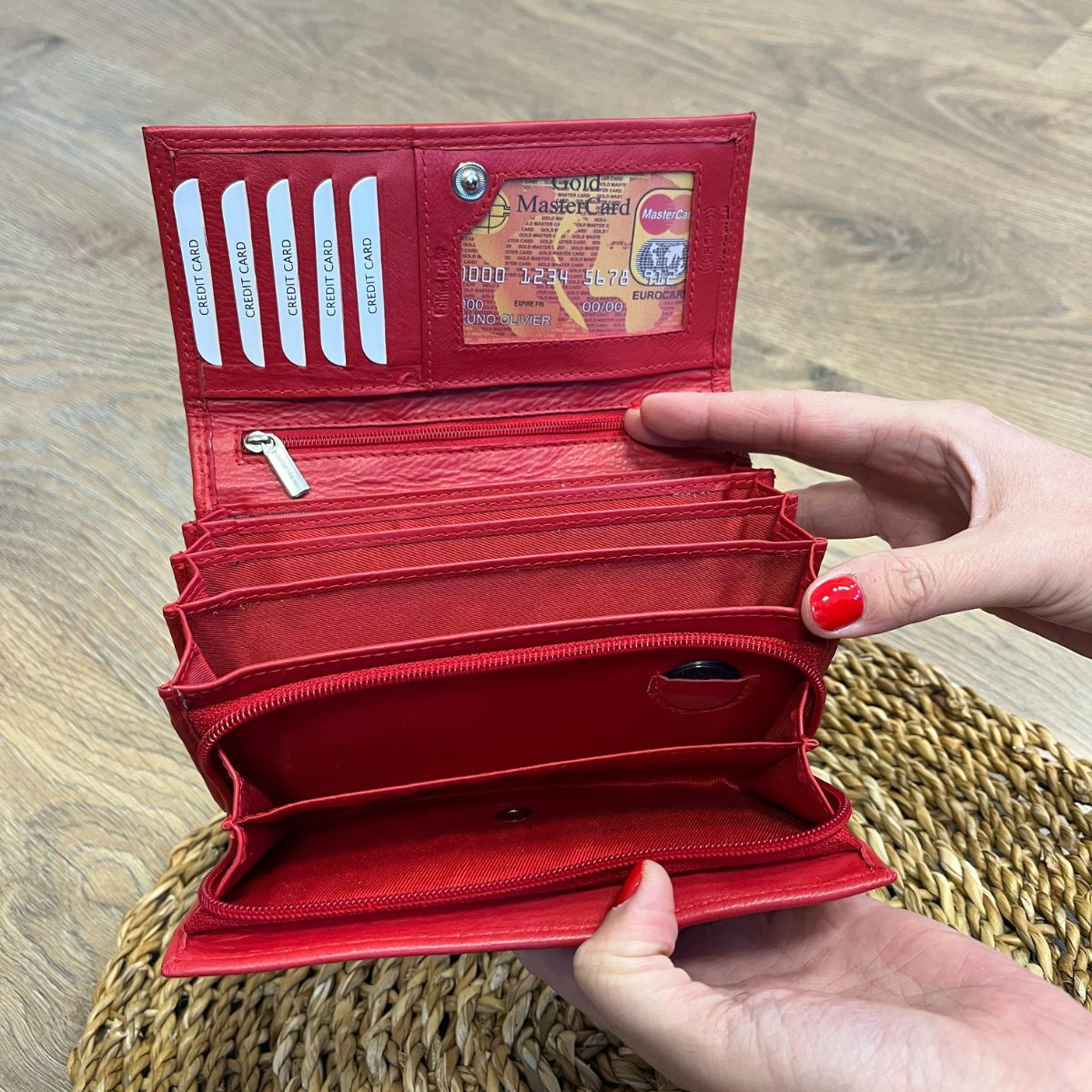 Dámska kožená peňaženka červená EMILY