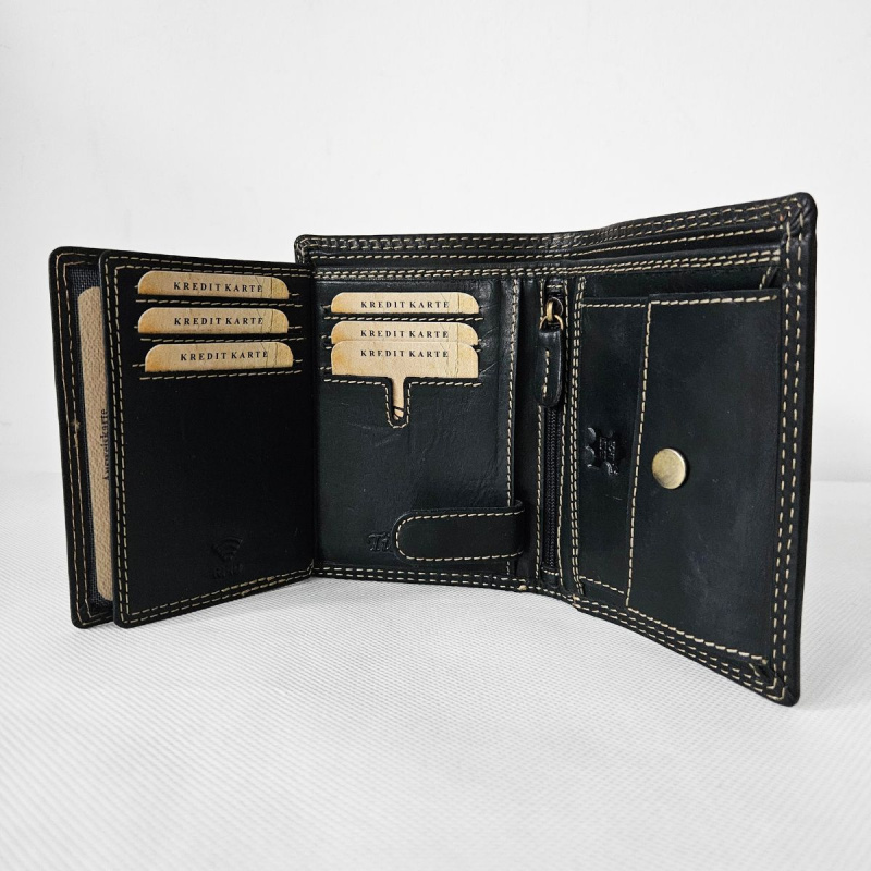 Čierna pánska kožená peňaženka GRANT