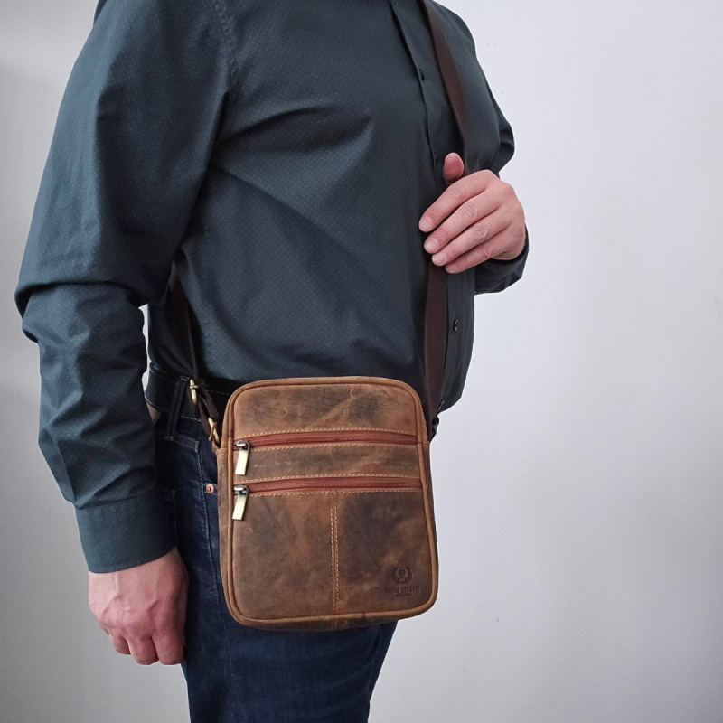 Kožená pánska hnedá vintage crossbody taška VILLE
