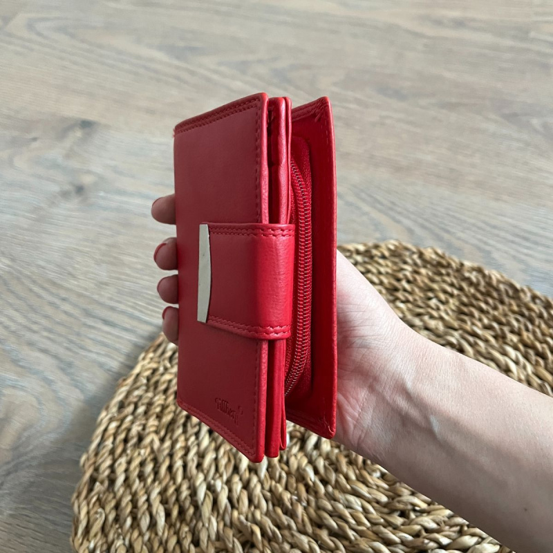 Dámska kožená červená peňaženka DELORA