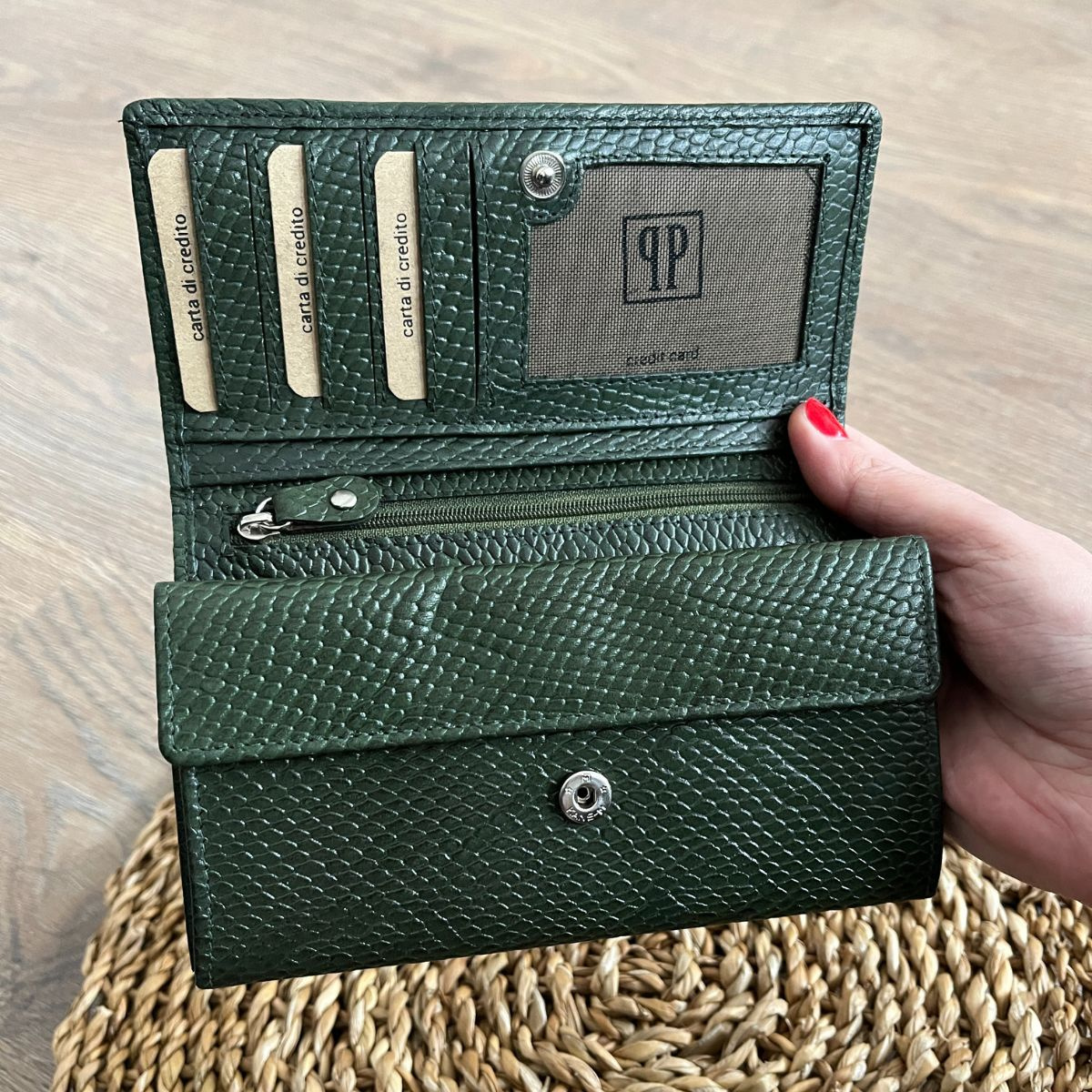 Dámska kožená peňaženka zelená SOLEA