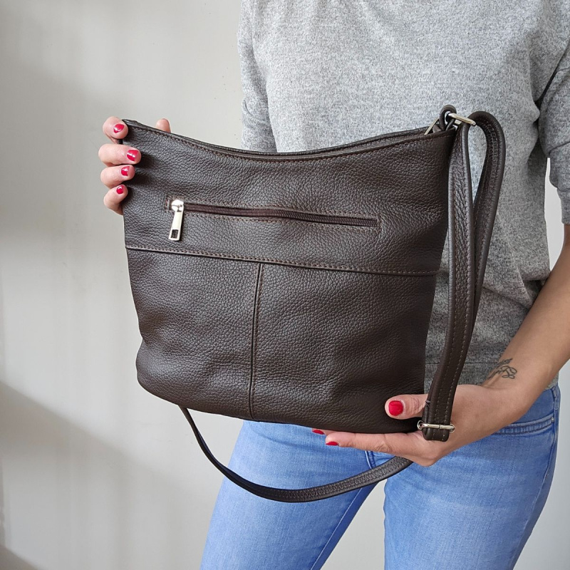 Kožená dámska hnedá crossbody kabelka PALOMA