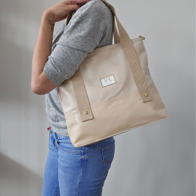 Dámska béžová kabelka na rameno, crossbody