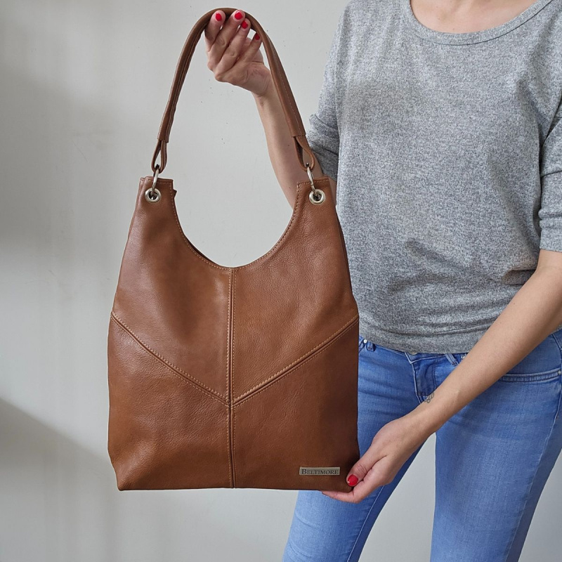 Koňaková kožená dámska kabelka PARIS