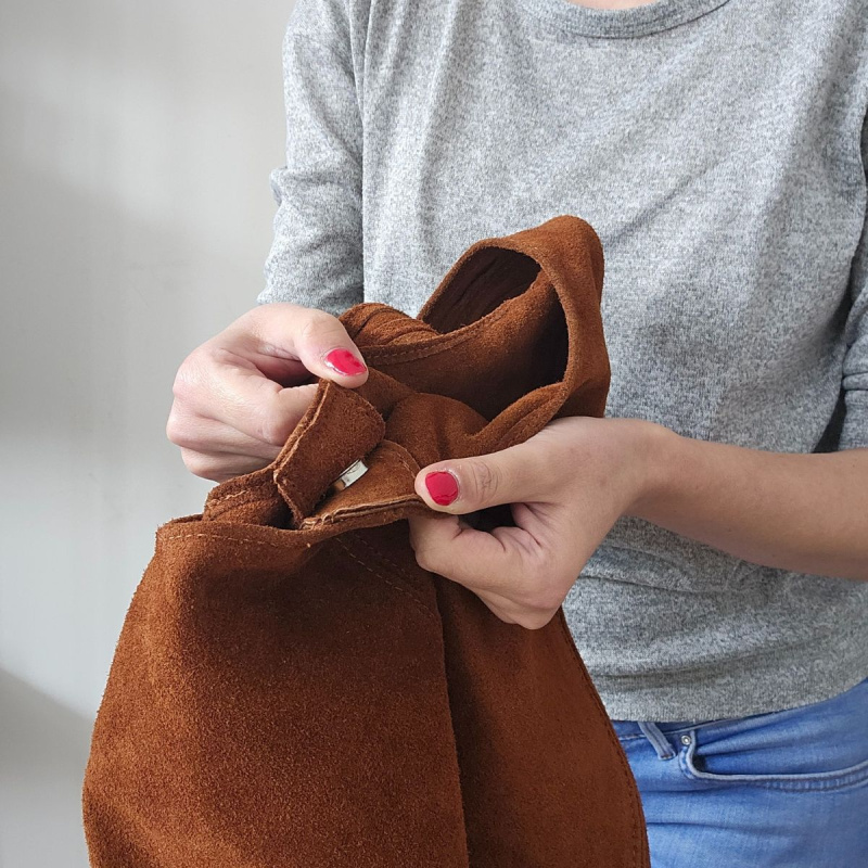 Semišová kožená kabelka na rameno NATALY