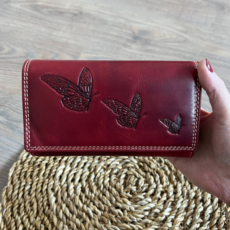 Dámska kožená peňaženka červená BIRGIT