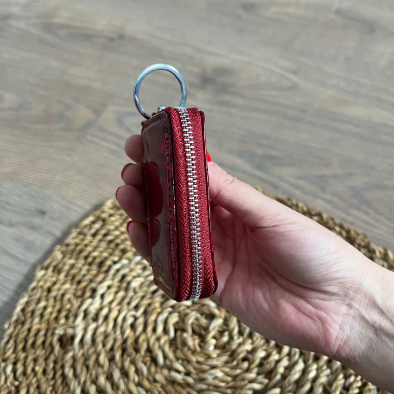 Dámske kožené puzdro na kľúče červené MEL