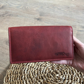 Veľká dámska kožená peňaženka červená