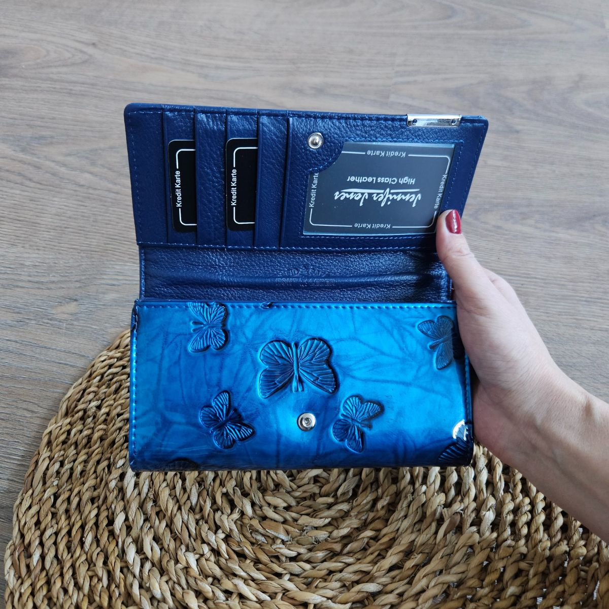 Dámska kožená peňaženka modrá ELSA