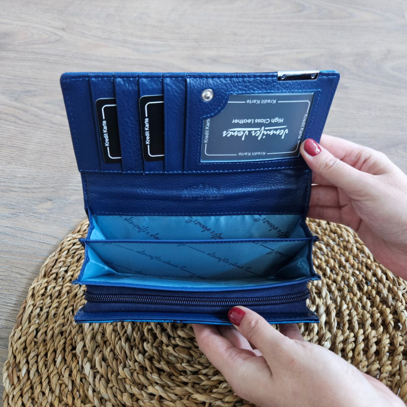 Dámska kožená peňaženka modrá ELSA