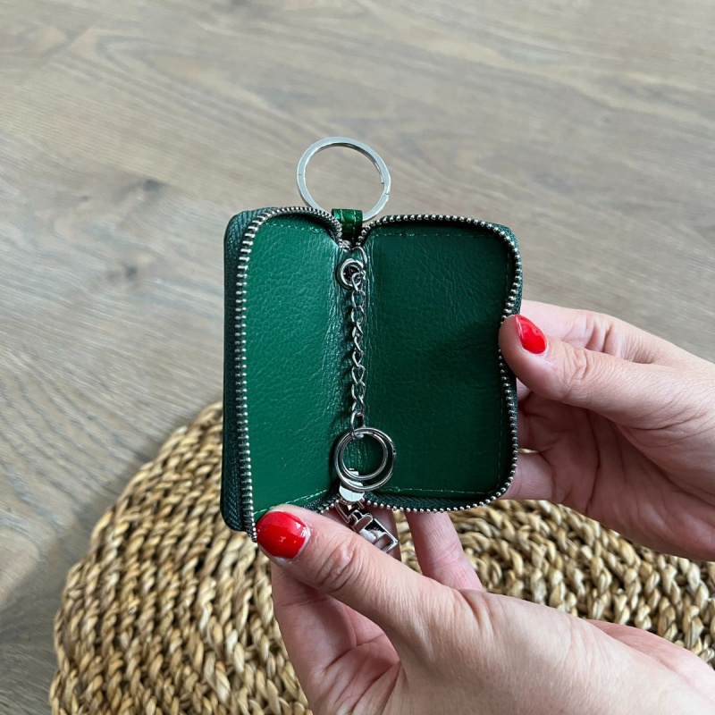 Dámske kožené puzdro na kľúče zelené NOX