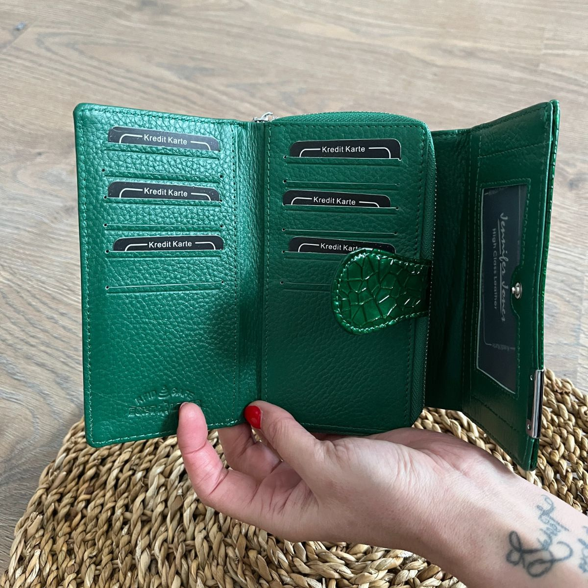 Dámska kožená peňaženka zelená LORNA