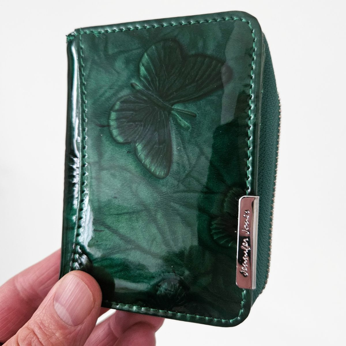 Malá dámska kožená peňaženka zelená s motívom motýľov SCARLETT