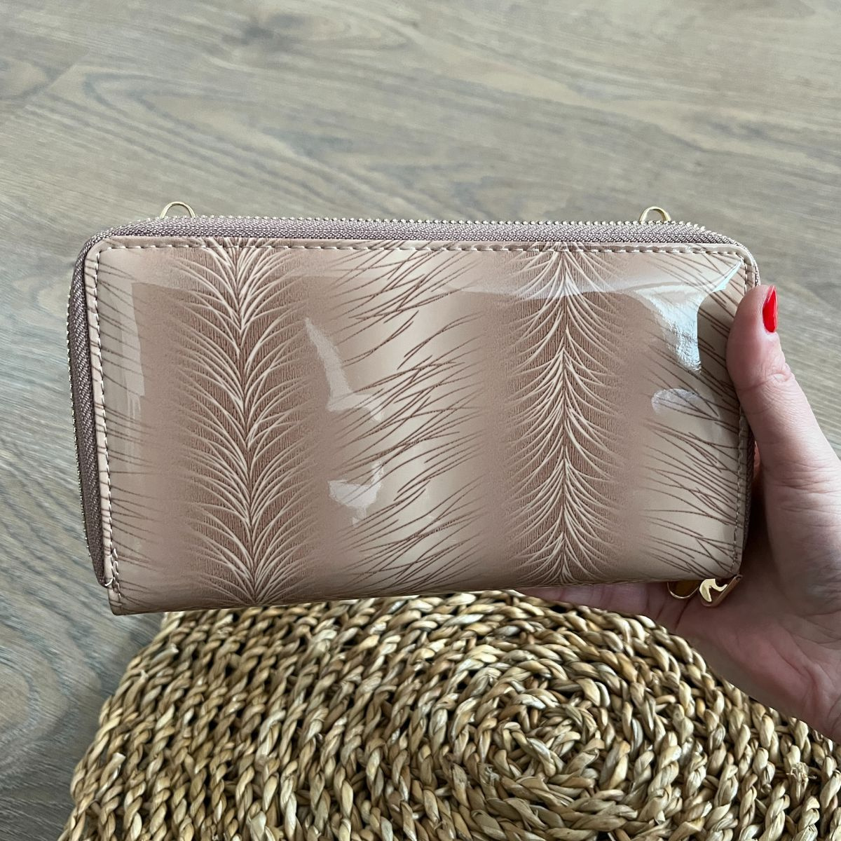 Dámska kožená kabelka-peňaženka béžová KIM