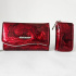 Dámsky set s červenou koženou peňaženkou a kľúčenkou