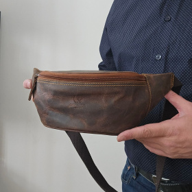 Pánska kožená hnedá vintage ľadvinka Peruzzi