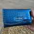 Dámska kožená peňaženka modrá lakovaná so štruktúrou krokodílej kože