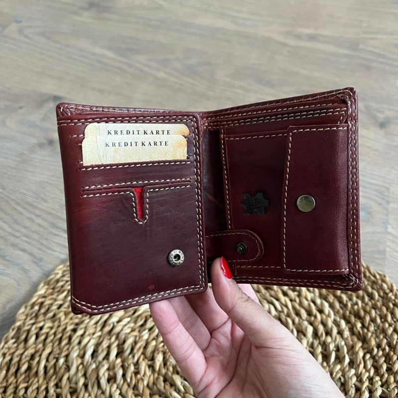 Malá pánska kožená peňaženka červená LENNY