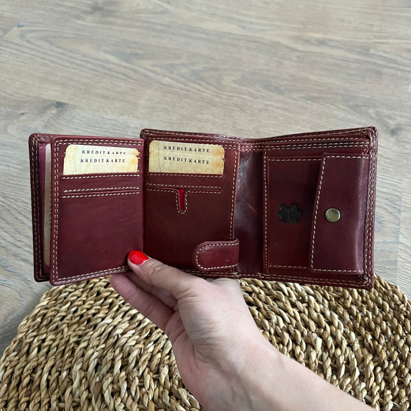 Malá pánska kožená peňaženka červená LENNY