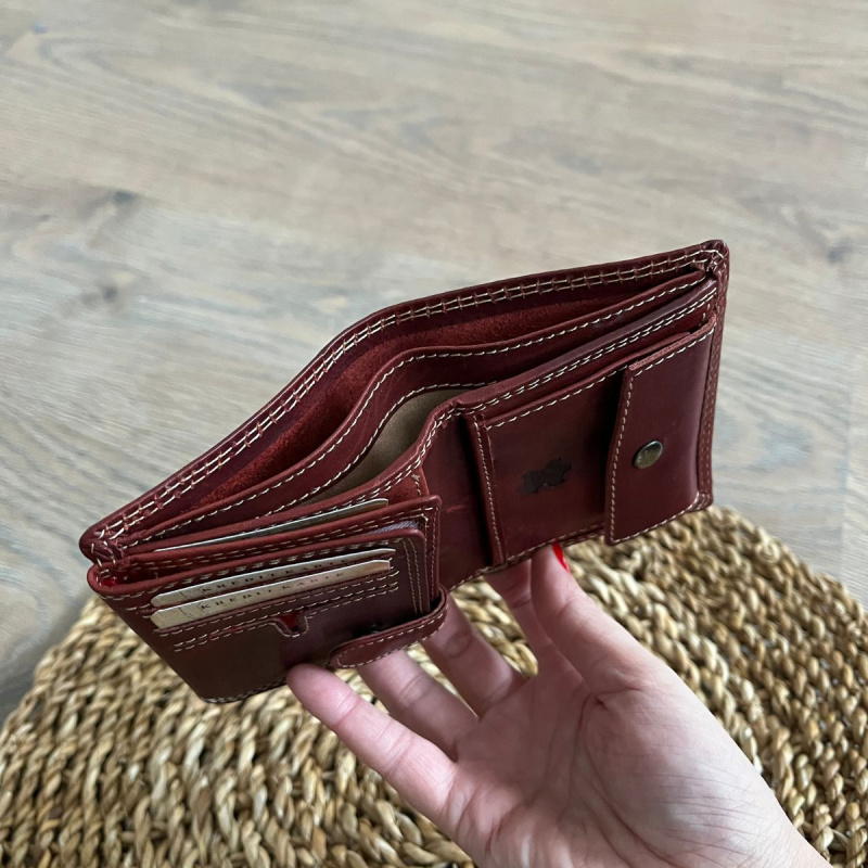 Malá pánska kožená peňaženka červená LENNY