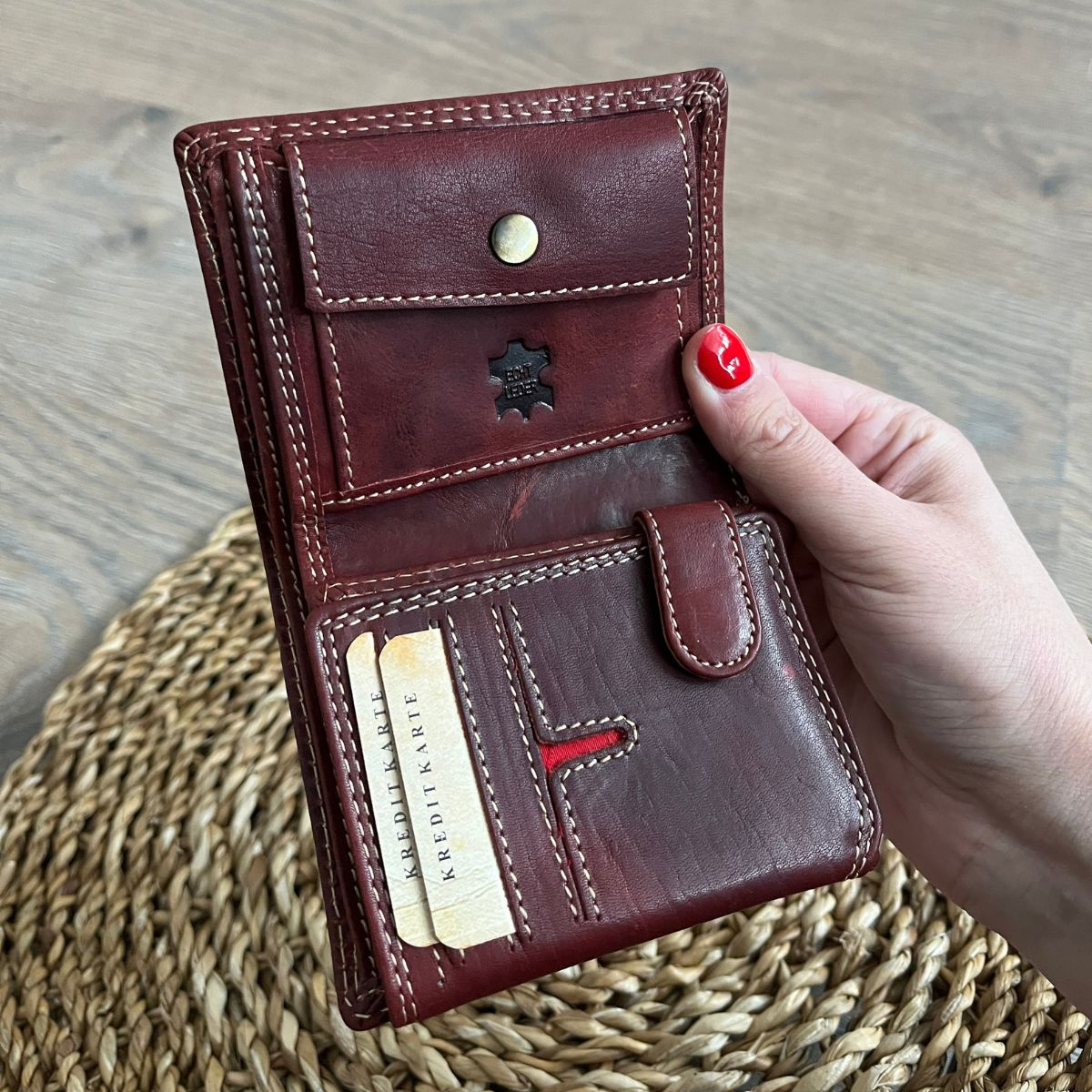 Malá pánska kožená peňaženka červená LENNY