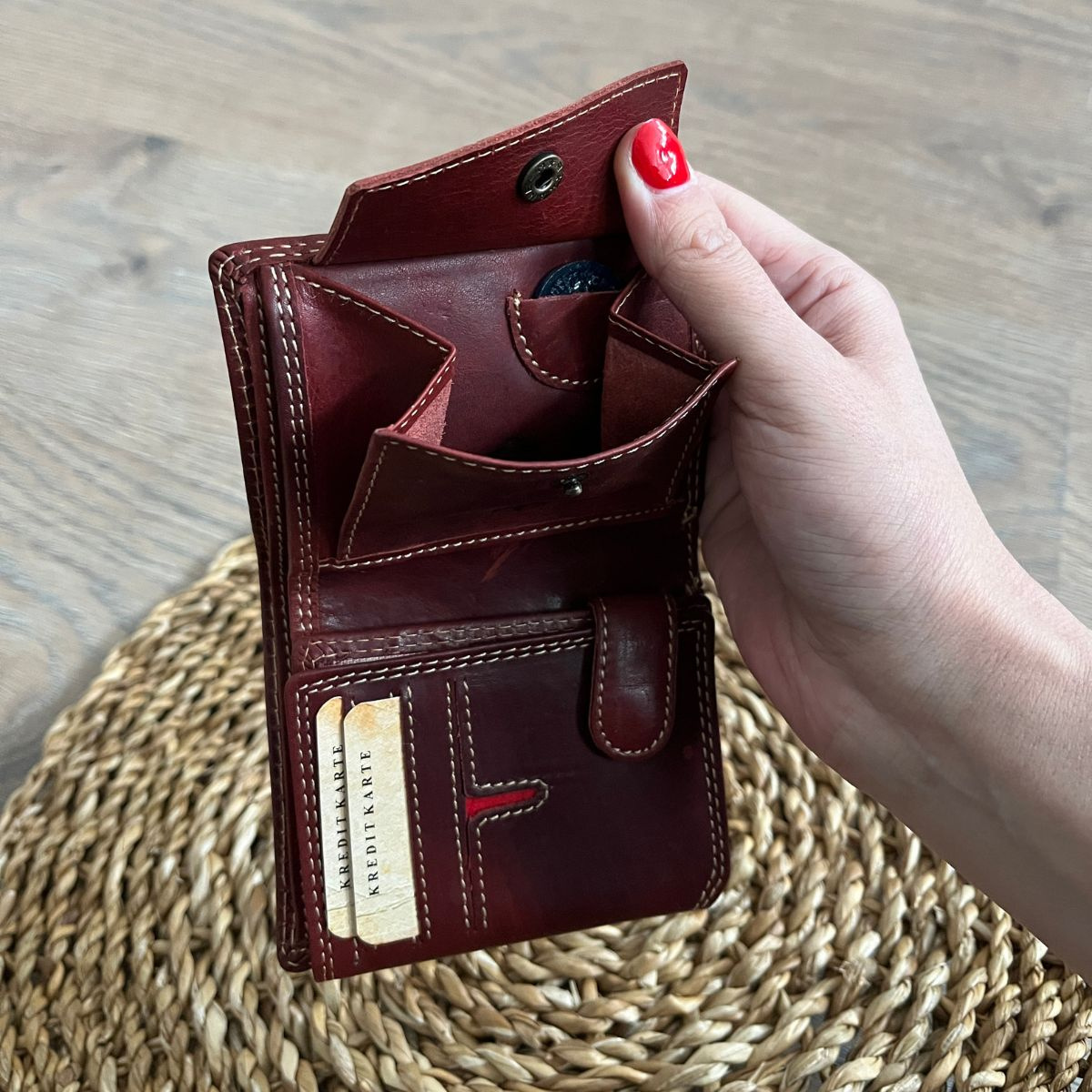 Malá pánska kožená peňaženka červená LENNY