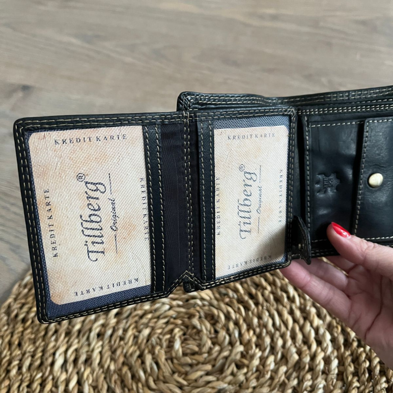 Malá pánska kožená peňaženka čierna LENNY