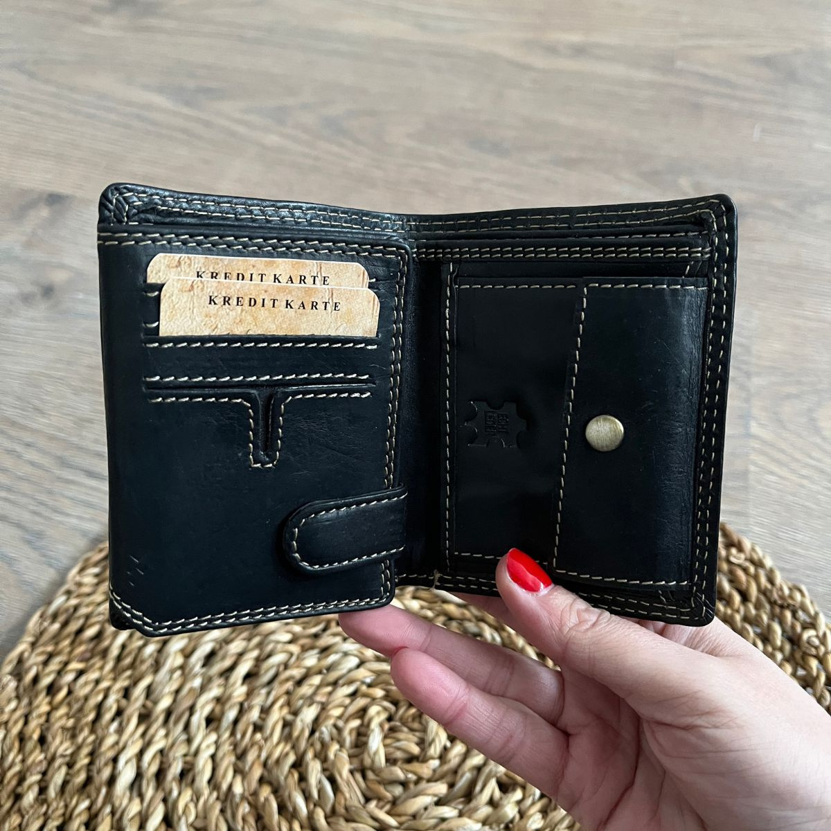 Malá pánska kožená peňaženka čierna LENNY