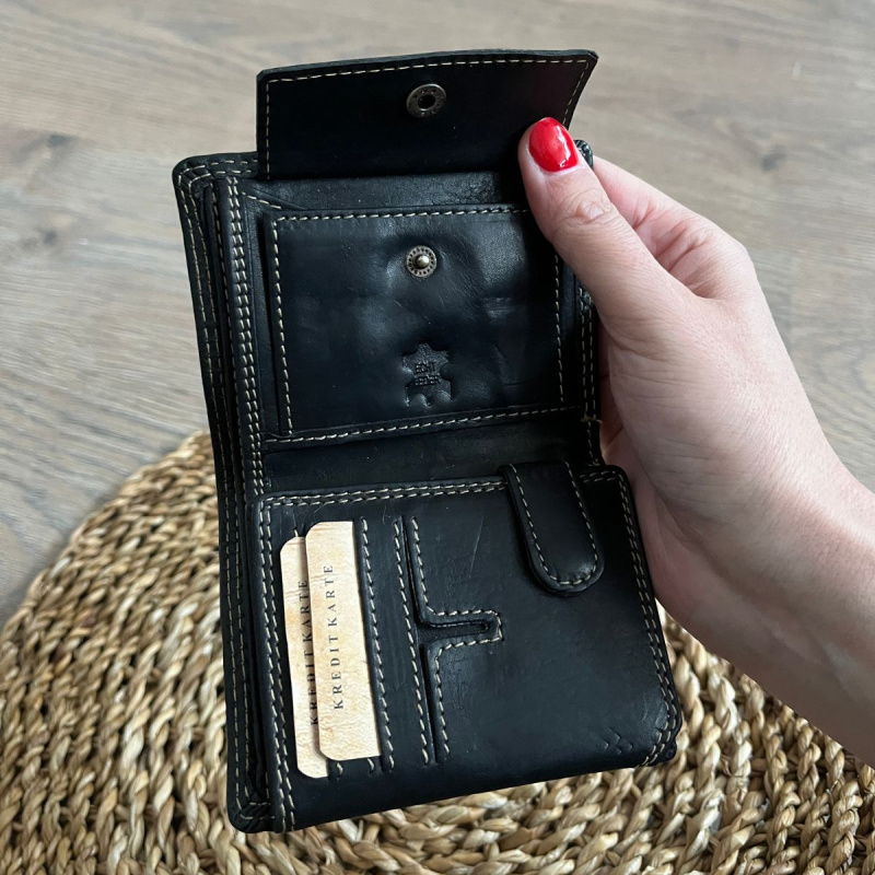 Malá pánska kožená peňaženka čierna LENNY