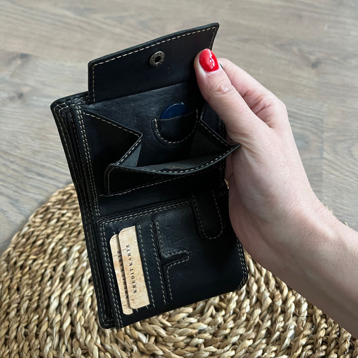 Malá pánska kožená peňaženka čierna LENNY