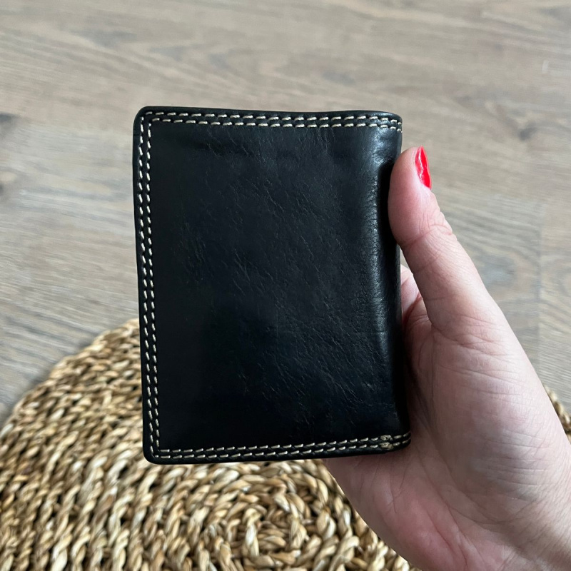 Malá pánska kožená peňaženka čierna LENNY